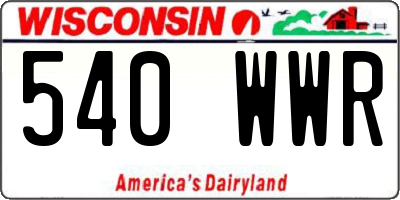WI license plate 540WWR
