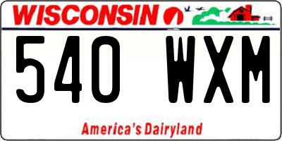WI license plate 540WXM