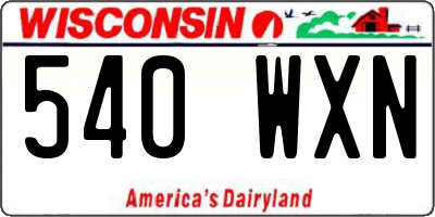WI license plate 540WXN