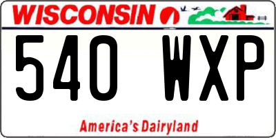 WI license plate 540WXP