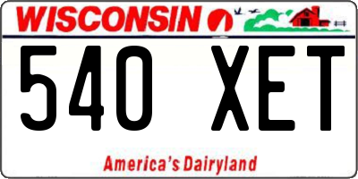 WI license plate 540XET