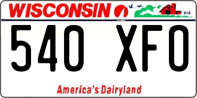 WI license plate 540XFO