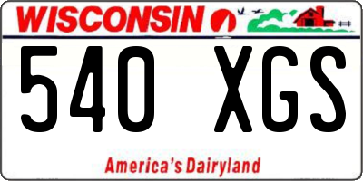 WI license plate 540XGS