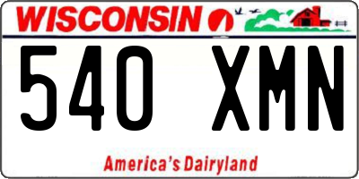 WI license plate 540XMN