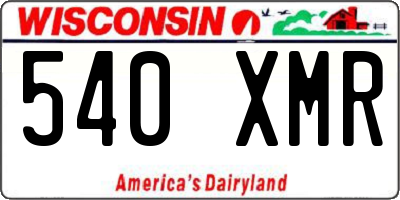 WI license plate 540XMR