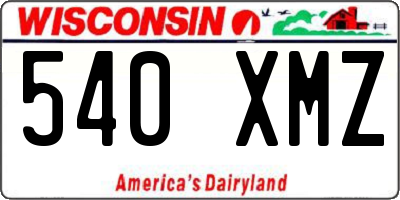 WI license plate 540XMZ