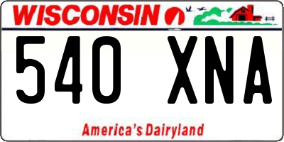 WI license plate 540XNA