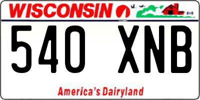 WI license plate 540XNB