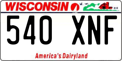 WI license plate 540XNF