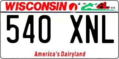 WI license plate 540XNL