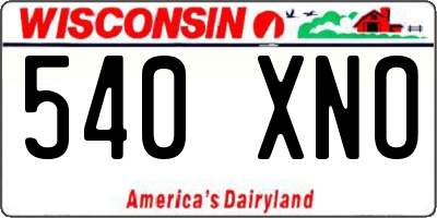 WI license plate 540XNO