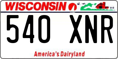 WI license plate 540XNR