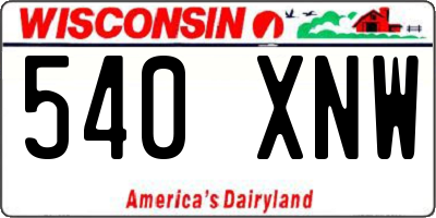 WI license plate 540XNW