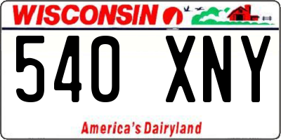 WI license plate 540XNY