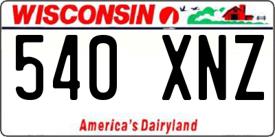 WI license plate 540XNZ