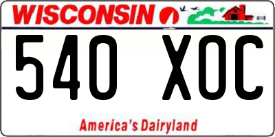 WI license plate 540XOC