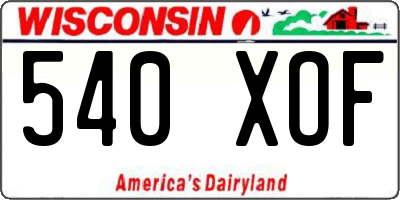 WI license plate 540XOF