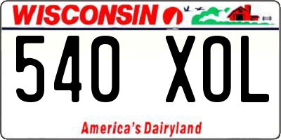 WI license plate 540XOL