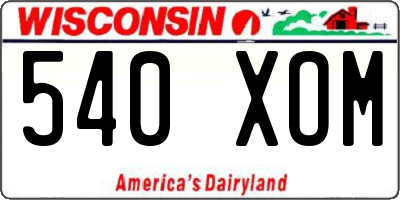 WI license plate 540XOM