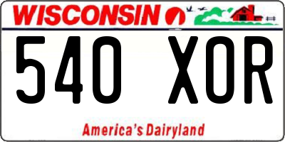 WI license plate 540XOR