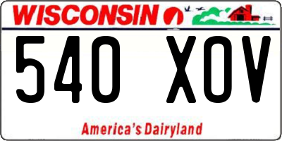 WI license plate 540XOV