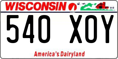 WI license plate 540XOY