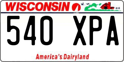 WI license plate 540XPA