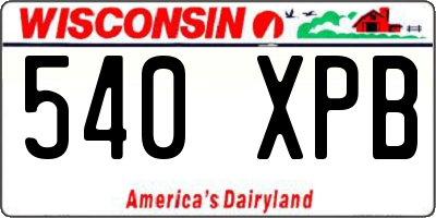 WI license plate 540XPB