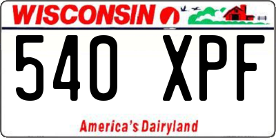WI license plate 540XPF