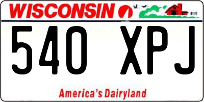 WI license plate 540XPJ