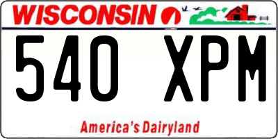 WI license plate 540XPM