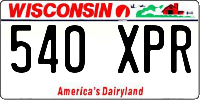 WI license plate 540XPR