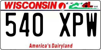 WI license plate 540XPW