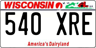 WI license plate 540XRE