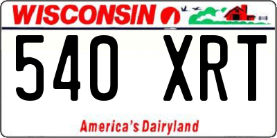 WI license plate 540XRT
