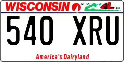 WI license plate 540XRU