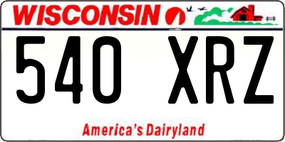 WI license plate 540XRZ