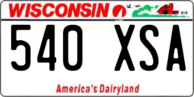 WI license plate 540XSA