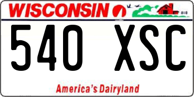 WI license plate 540XSC