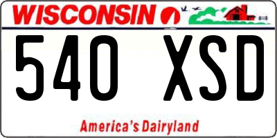WI license plate 540XSD