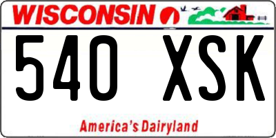 WI license plate 540XSK