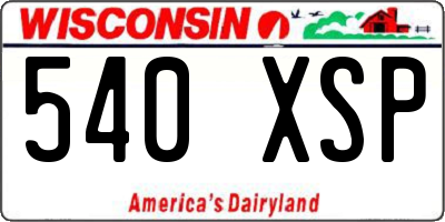 WI license plate 540XSP