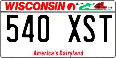 WI license plate 540XST