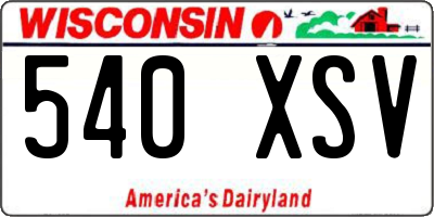 WI license plate 540XSV