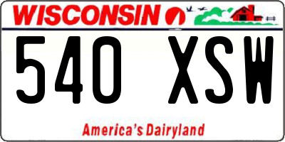 WI license plate 540XSW