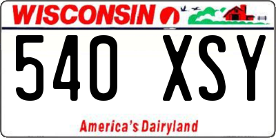 WI license plate 540XSY