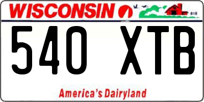 WI license plate 540XTB