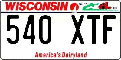 WI license plate 540XTF