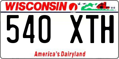 WI license plate 540XTH