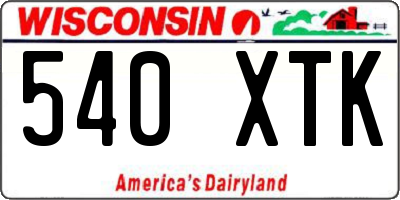 WI license plate 540XTK
